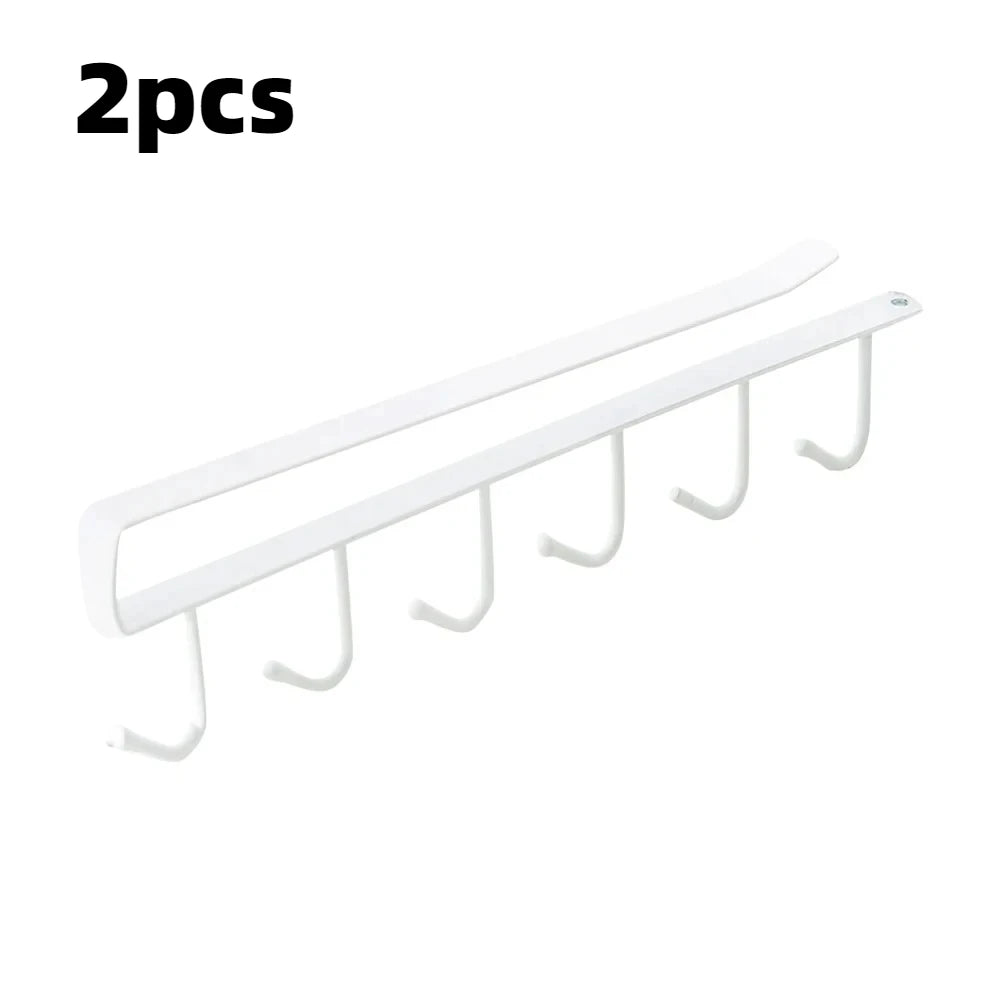 Under Cabinet Mug Holder 6 Hook Kitchen Storage Rack Organizer Hanger