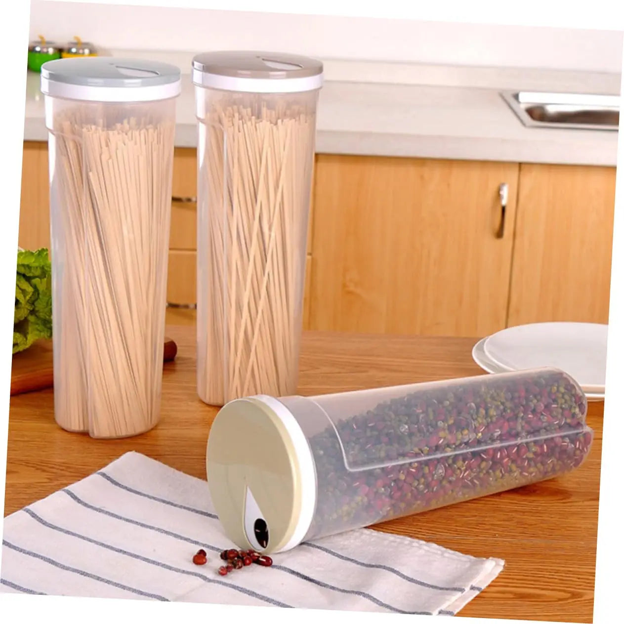Airtight Pasta Container Spaghetti Storage Jar Kitchen Food Organizer