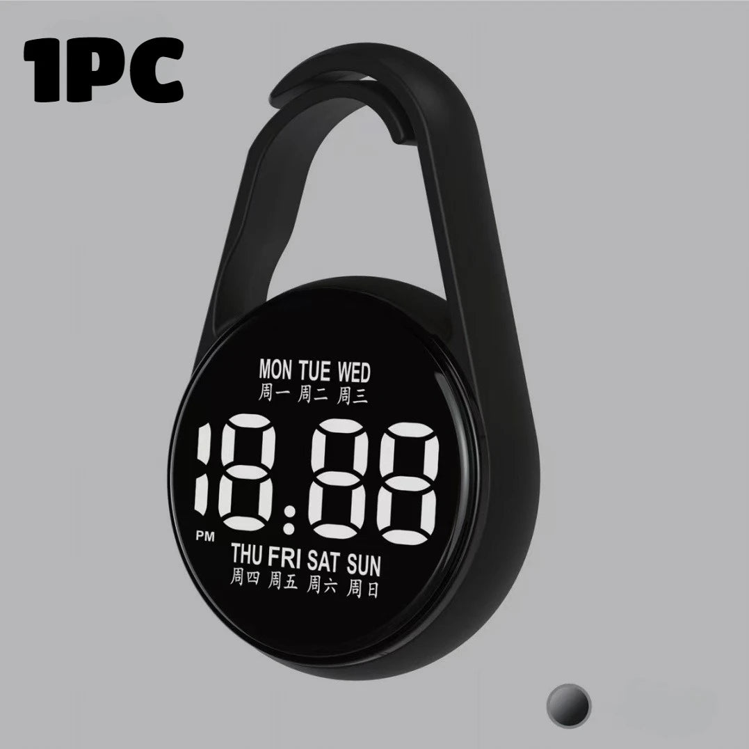 2PC LED Digital Hanging Pocket Watch Waterproof Luminous Carabiner Clock - 13