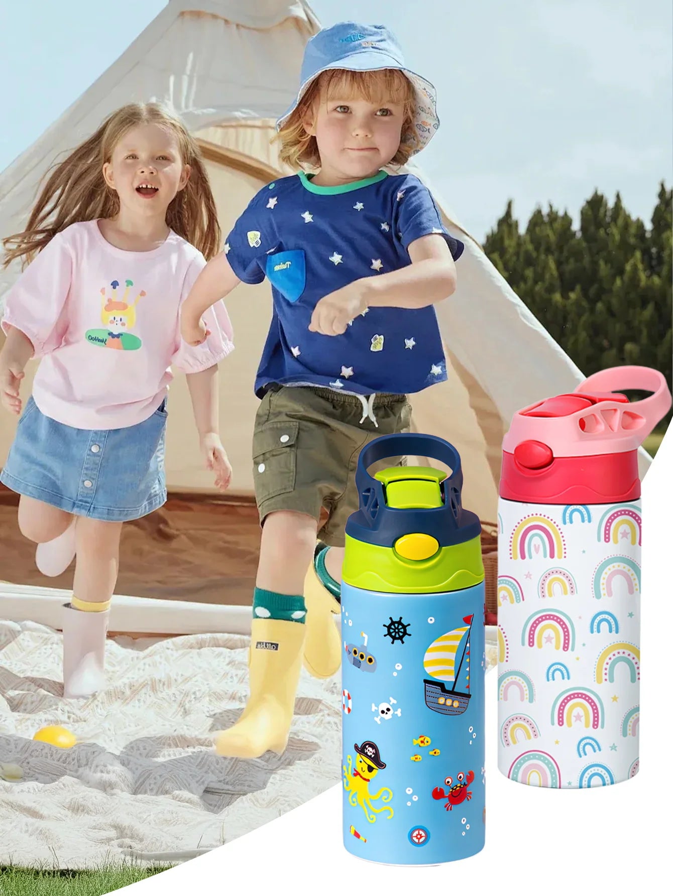 350ml Cartoon Insulated Stainless Steel Water Bottle Kids Vacuum Flask - 7