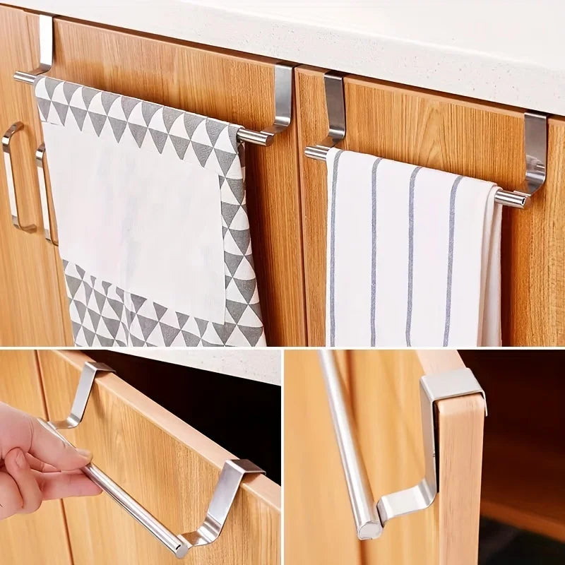 Over Cabinet Towel Rack Stainless Steel Bathroom Kitchen Storage Hanger
