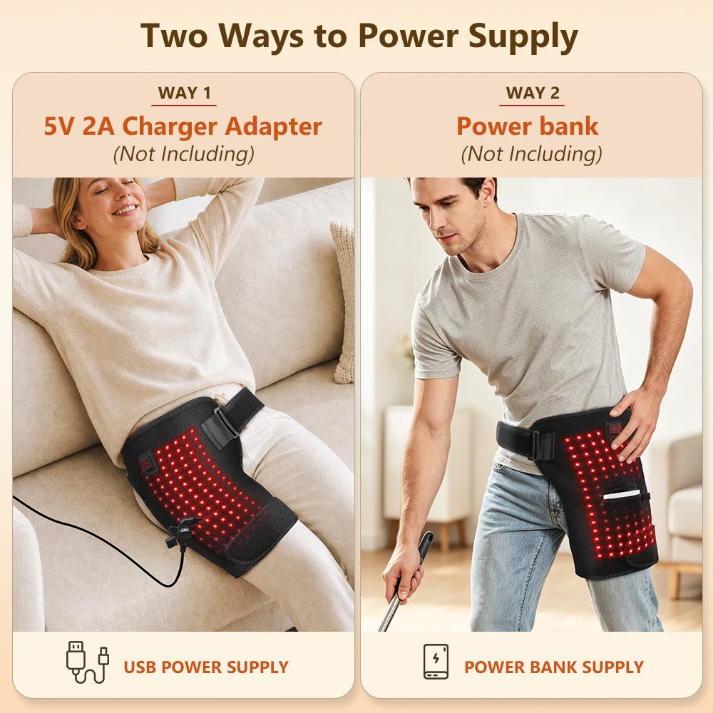 USB Red Light Heating Hip Brace Support Wrap