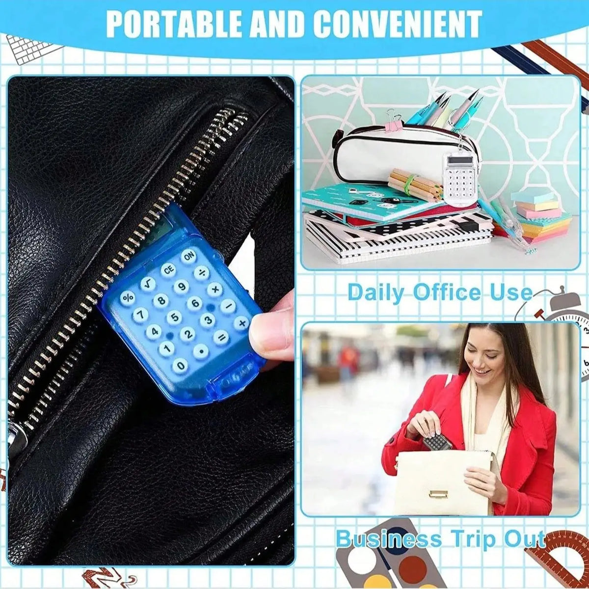 Mini Calculator Keychain Portable 8 Digit Pocket Calculator for Students