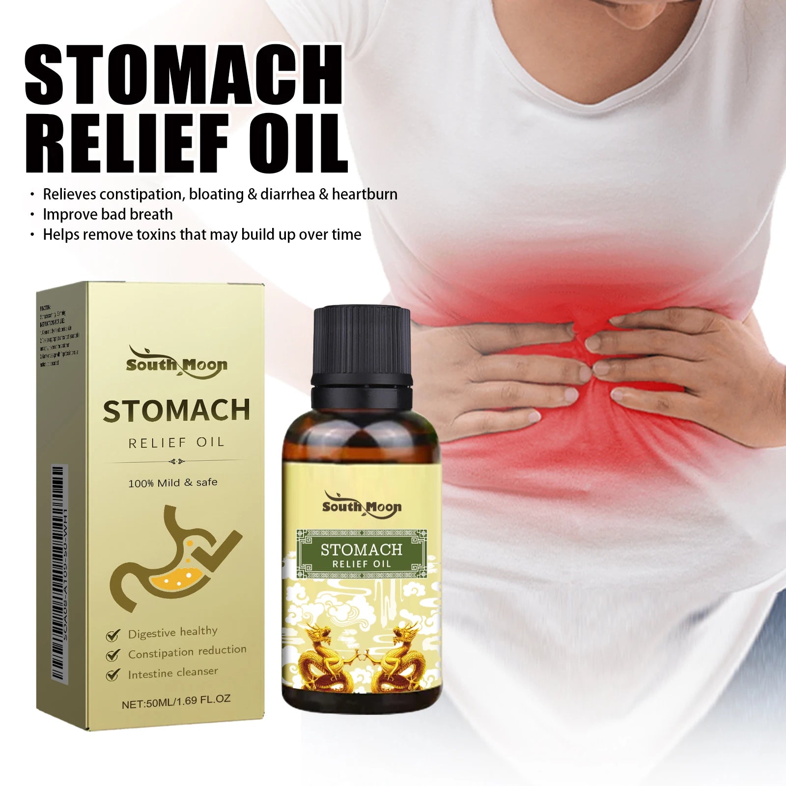 Herbal Stomach Relief Oil Abdomen Massage Constipation Care - 8