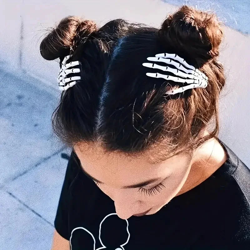 Skeleton Hand Hair Clip Gothic Punk Halloween Horror Hair Accessories - 4