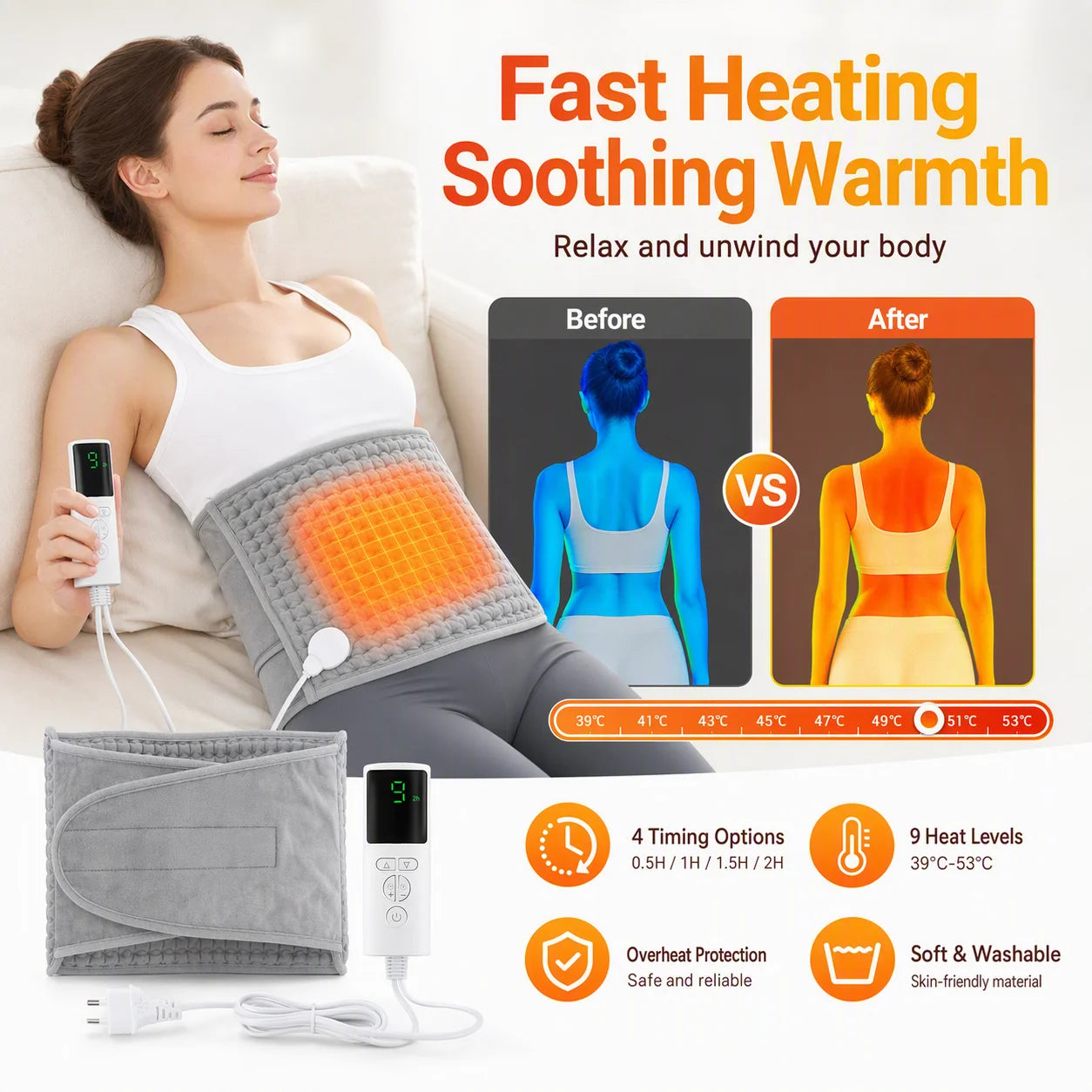 Heated Waist Belt Electric Heating Pad Wrap - 7