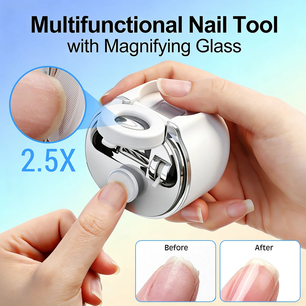 Electric Nail Clipper with LED Light and Magnifier - 2