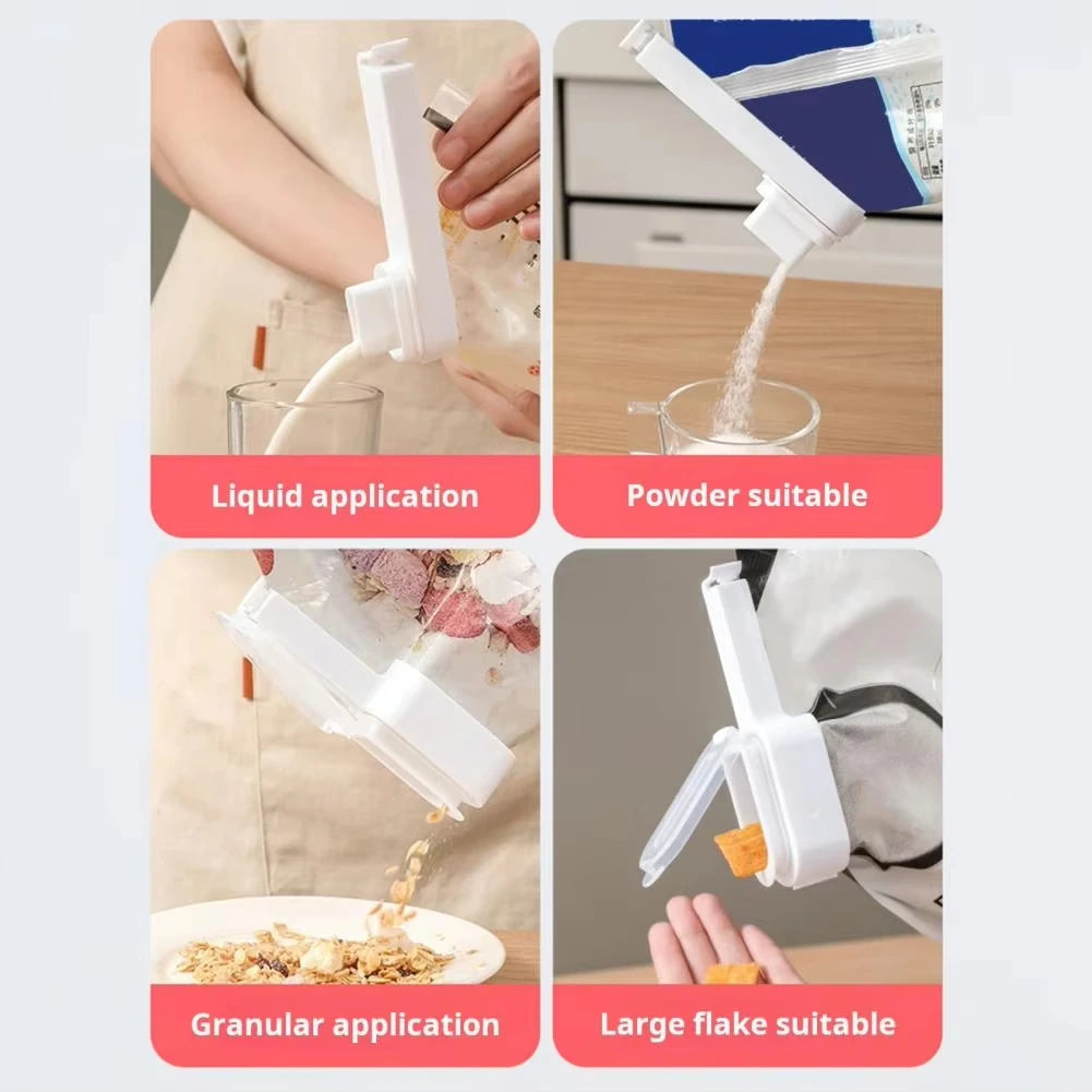 Food Bag Clips with Pouring Spout Sealing Preservation Sealer Tool - 5