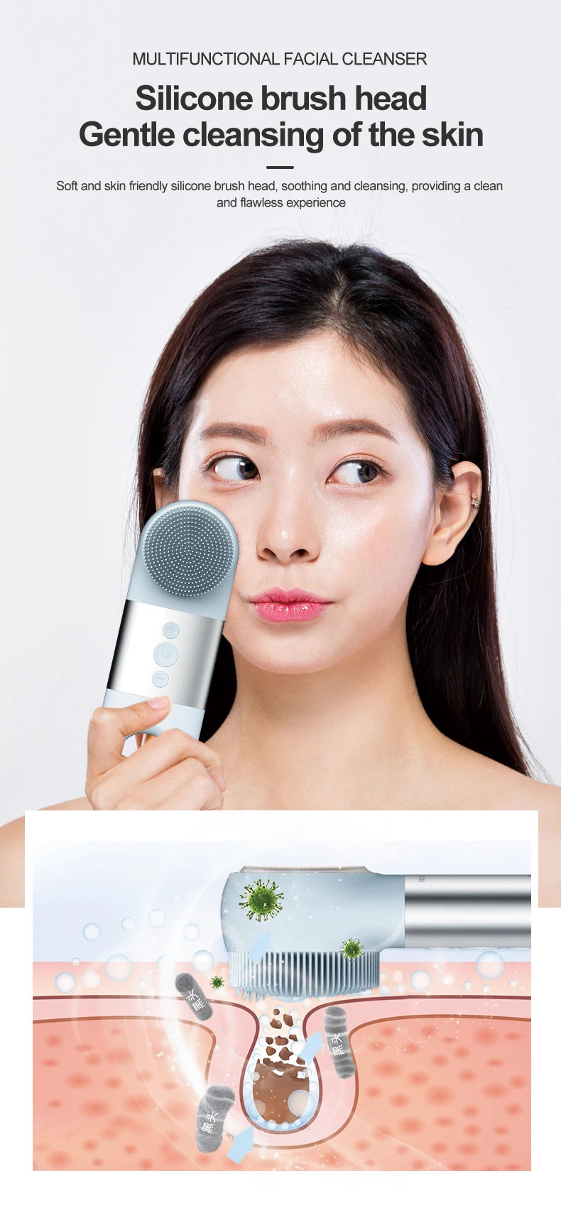 Hot Cold Facial Cleansing Brush Waterproof Face Scrubber