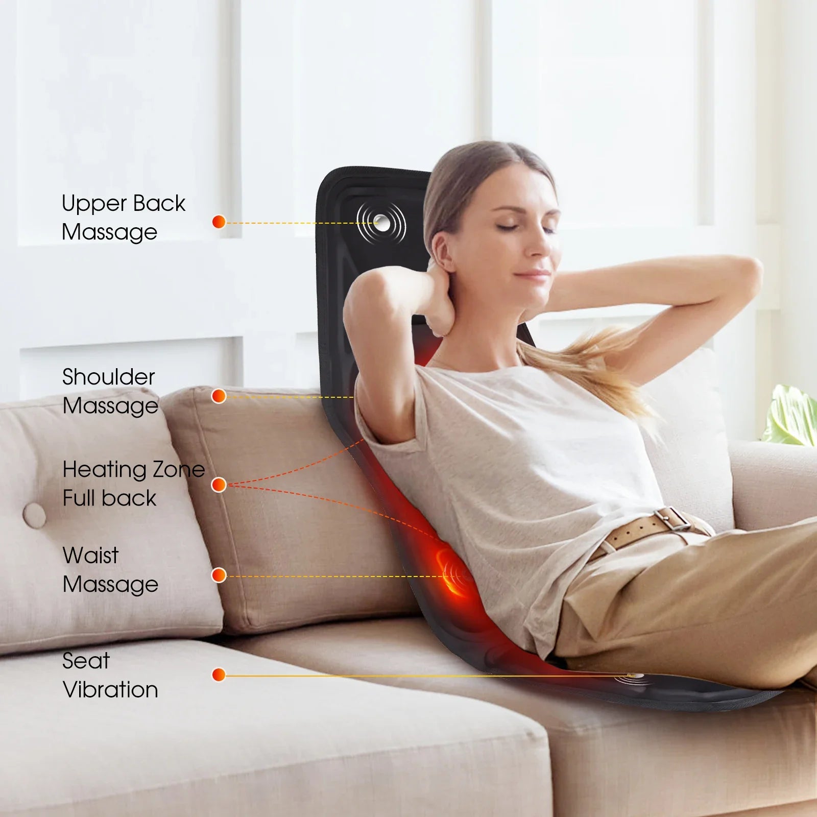 Electric Back Massager Heating Chair Cushion Vibrator Mat - 2