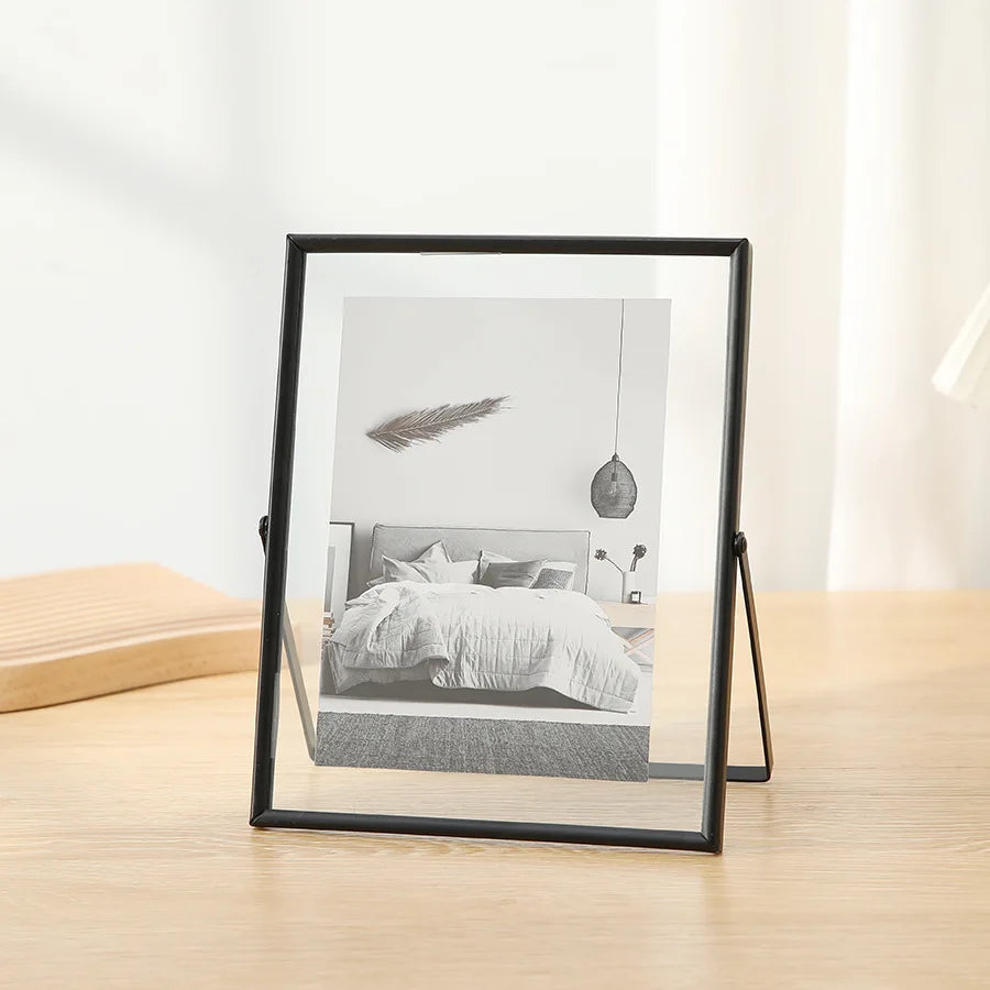 Floating Picture Frame Metal Acrylic Desktop Display for Photos Flowers
