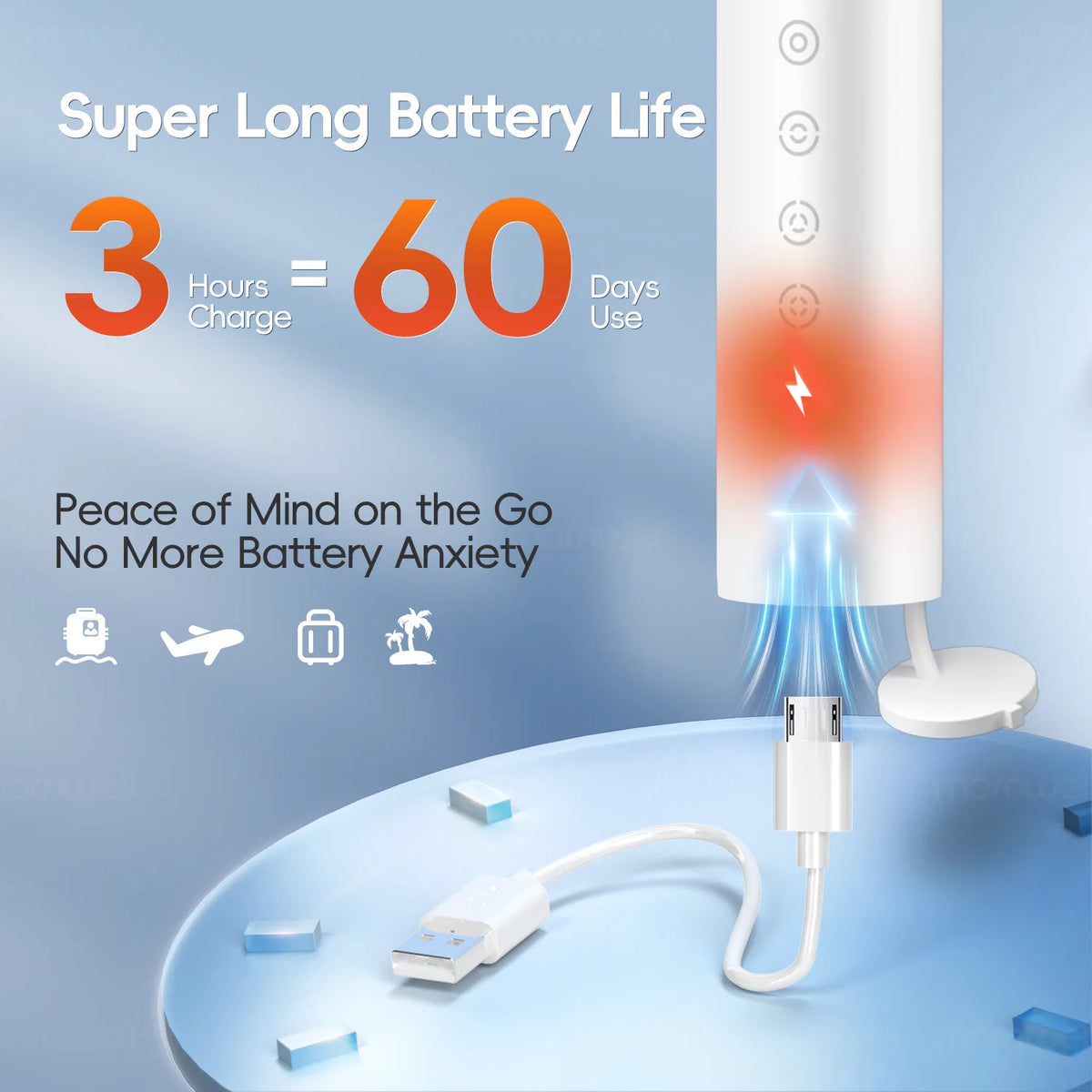 Electric Toothbrush Sonic Rechargeable IPX7 Waterproof