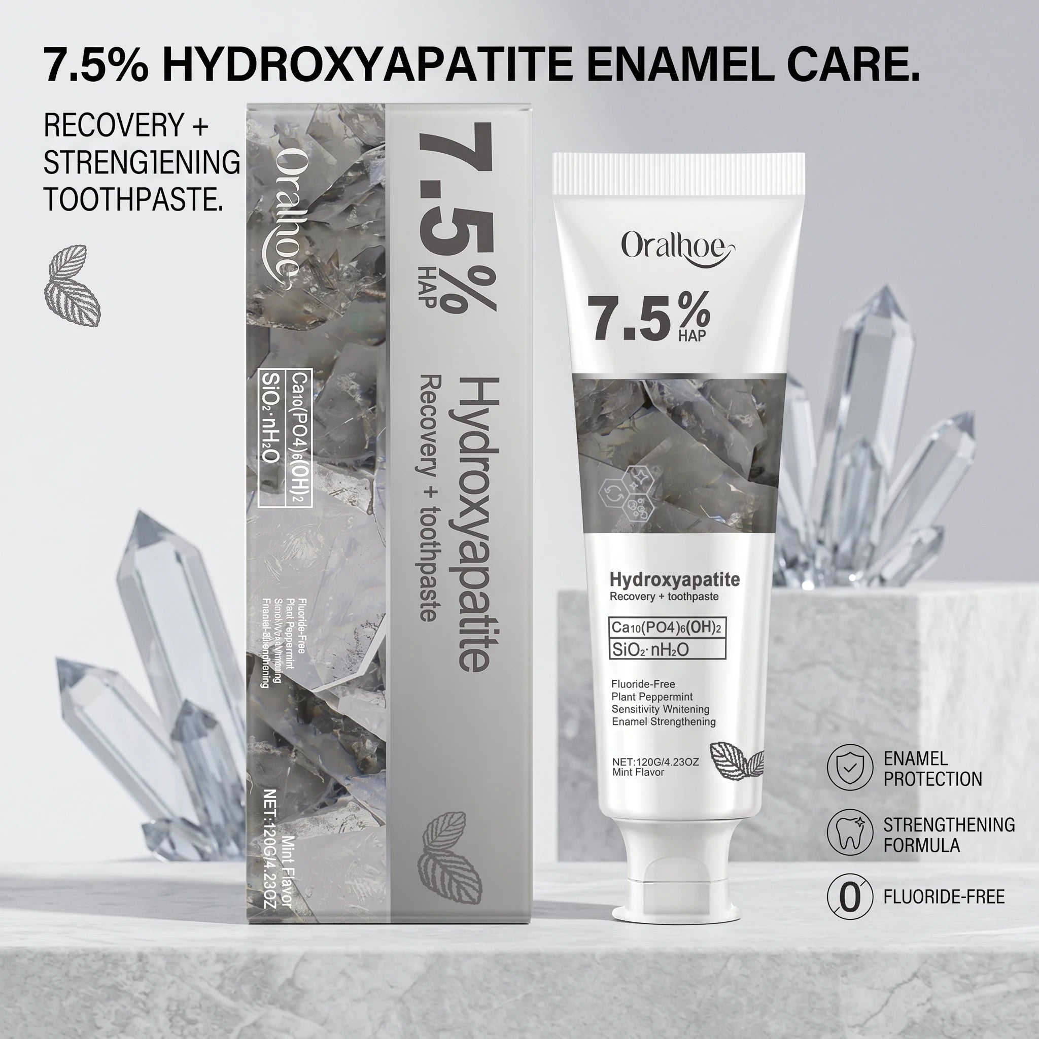 Oralhoe 7.5% Hydroxyapatite Toothpaste Enamel Repair - 12