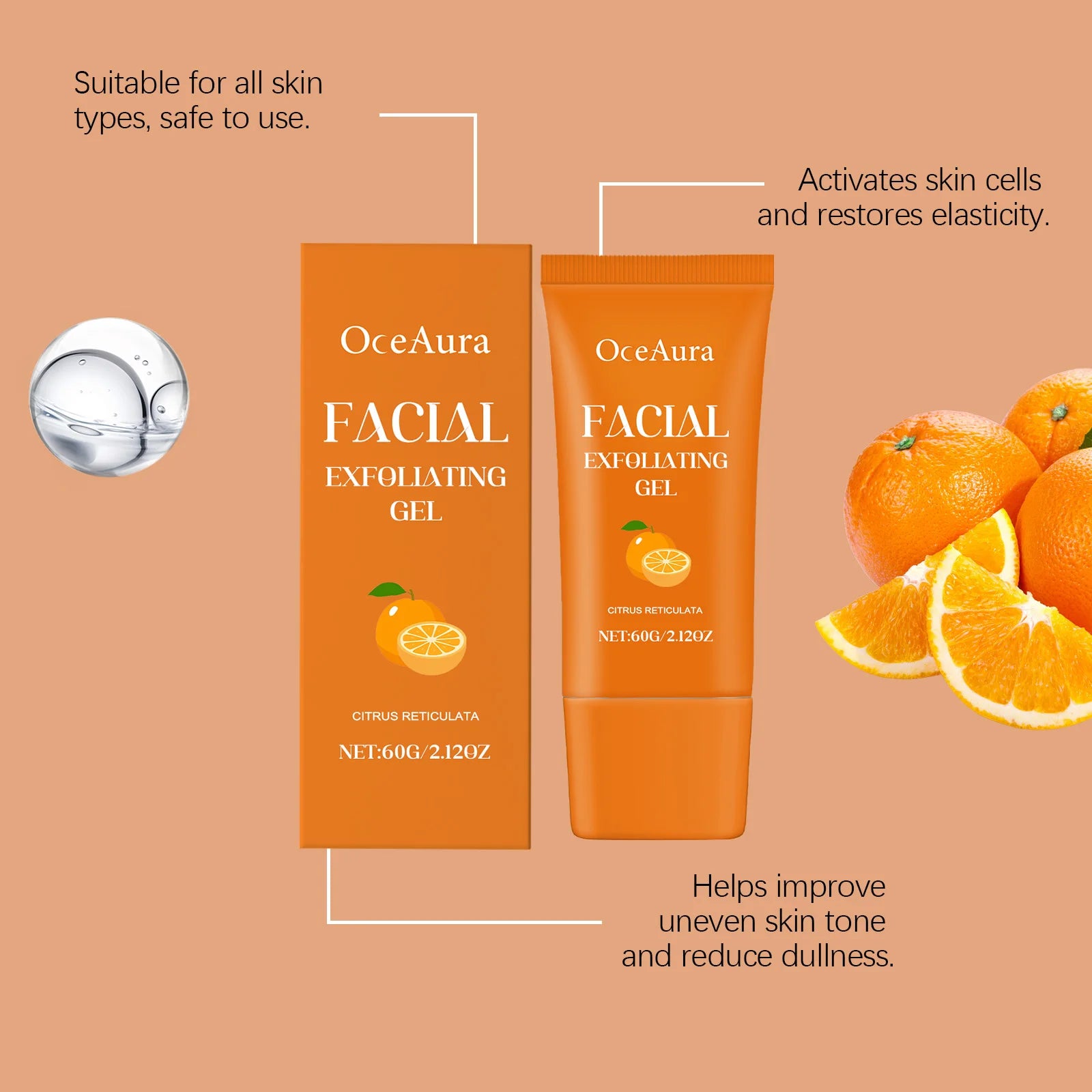 Orange Exfoliating Gel Facial Cleanser & Brightening Scrub - 8