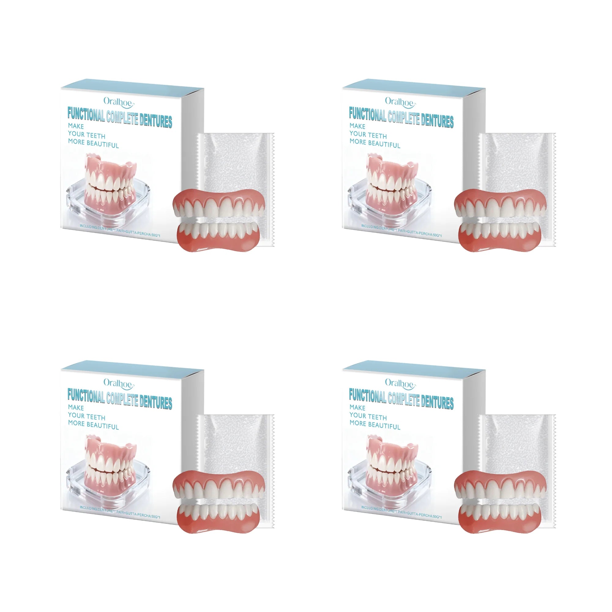 Oralhoe Cosmetic Denture Set Upper and Lower False Teeth - 14