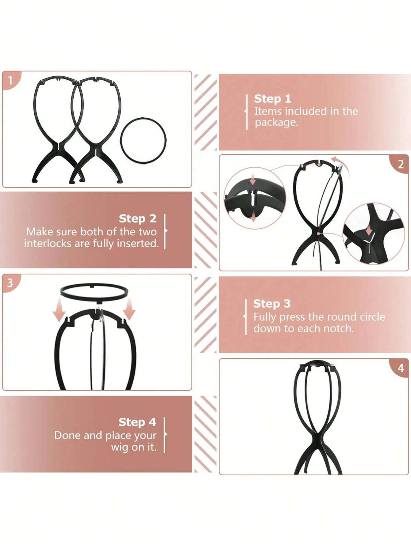 Portable Folding Wig Stand Hat Display Holder for Styling and Travel - 2