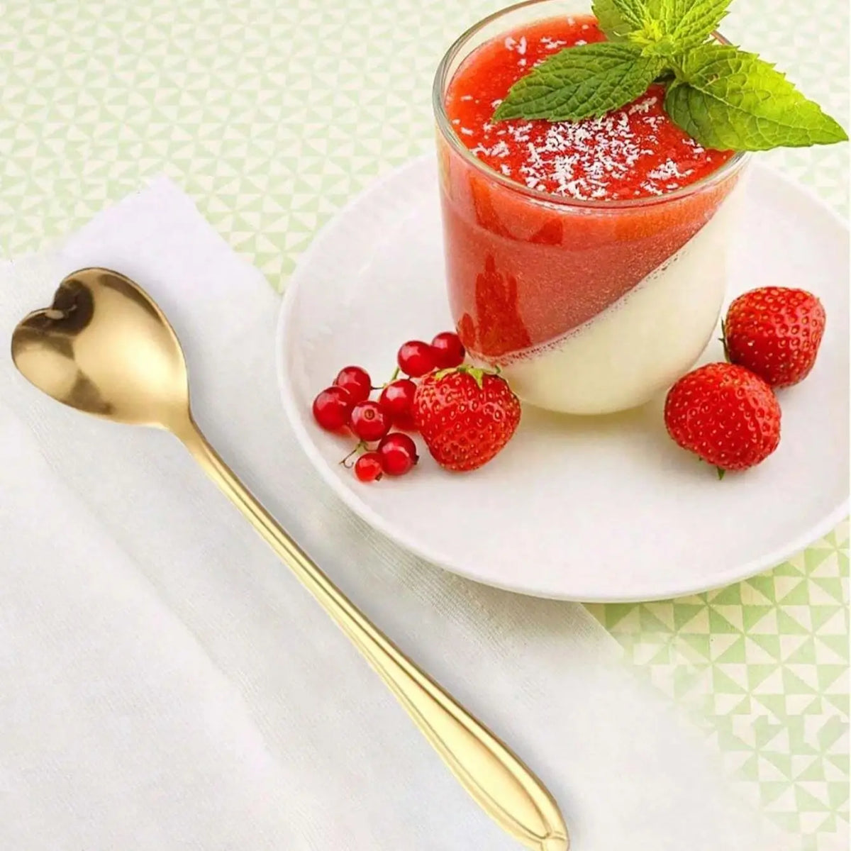 Heart Shape Coffee Spoons Set Stainless Steel Dessert Tea Scoop Gold