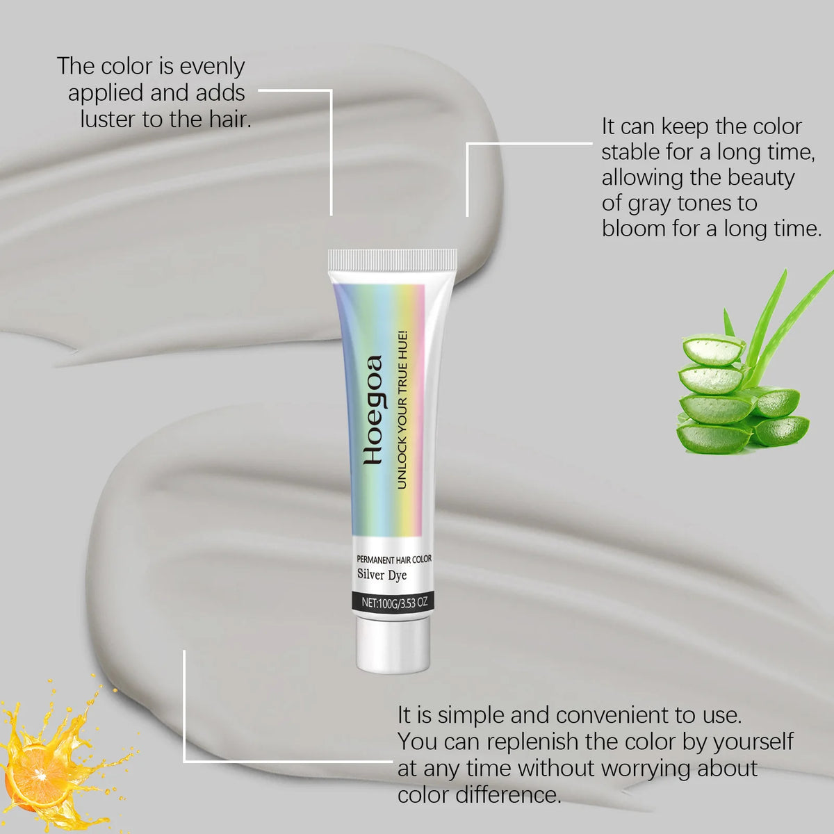Gray Hair Dye Permanent Coloring Cream Silver Shampoo