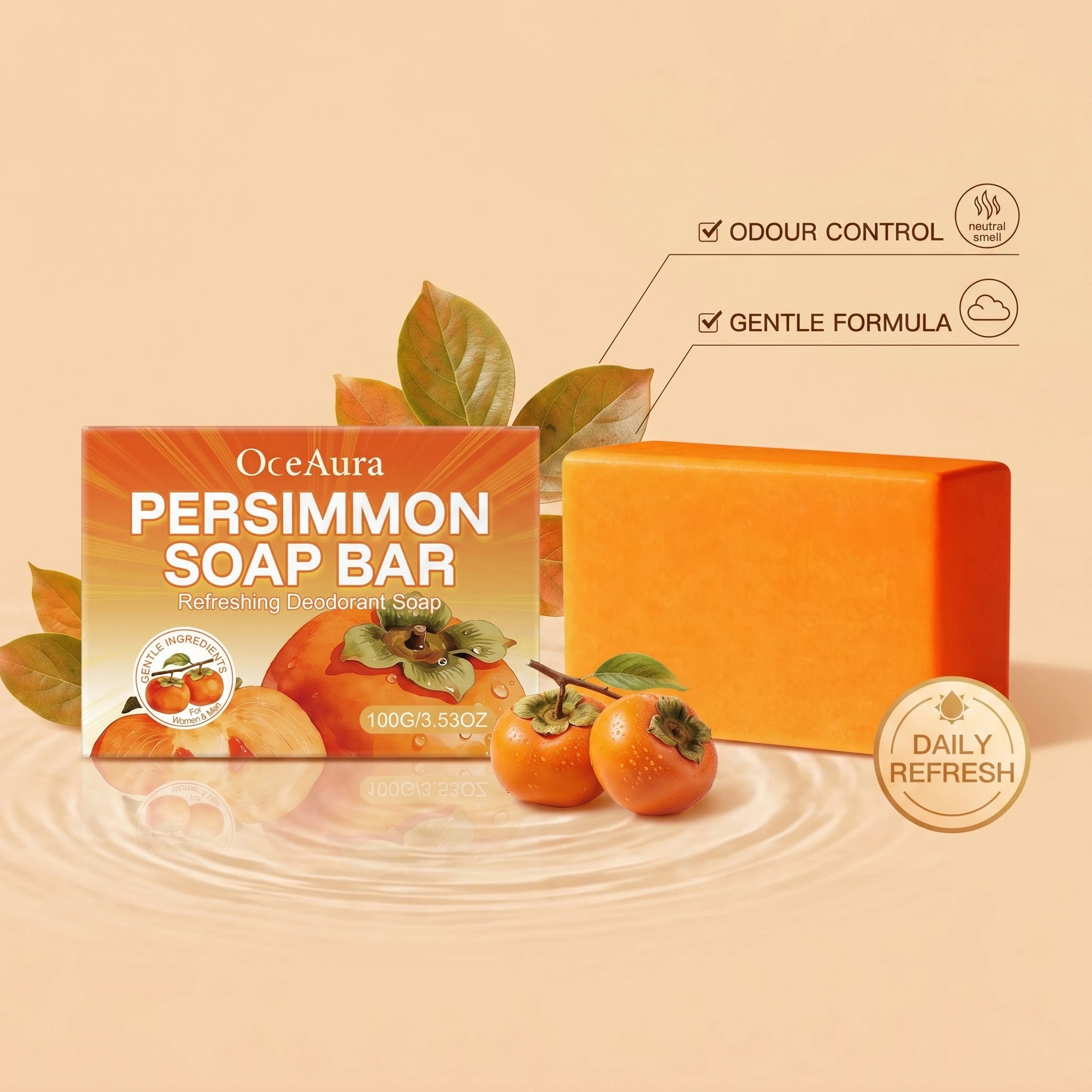 Persimmon Soap Bar Deodorizing Body Cleanser - 5