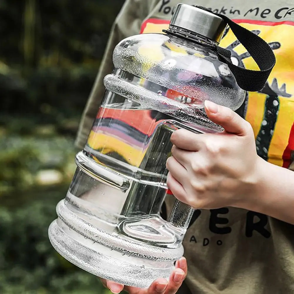 2L Large Sports Water Bottle Portable PETG Fitness Jug with Handle