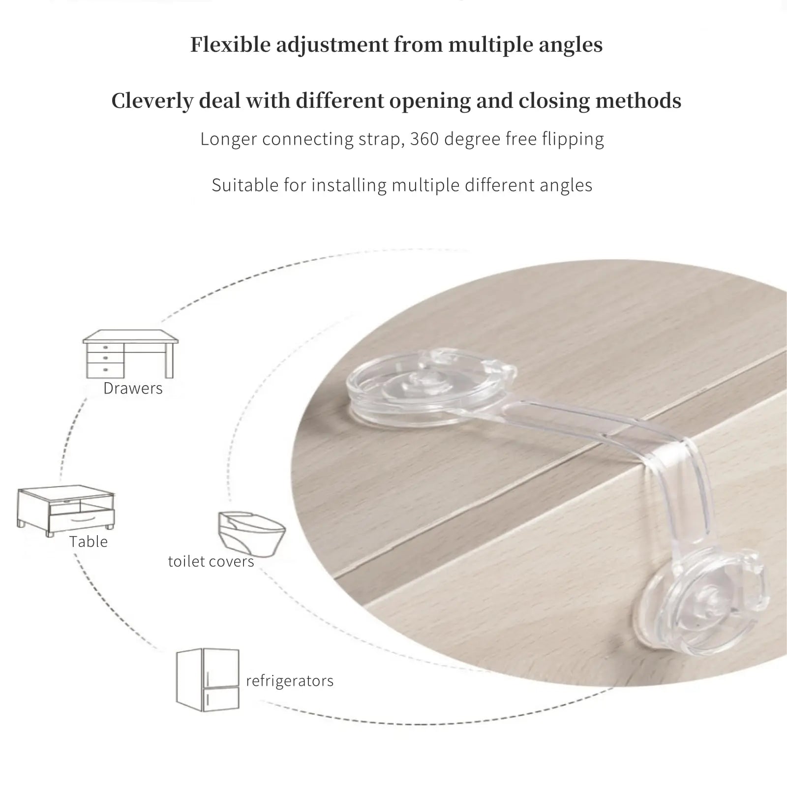 Child Safety Cabinet Locks Transparent Anti Pinch Strap Security Latches - 10