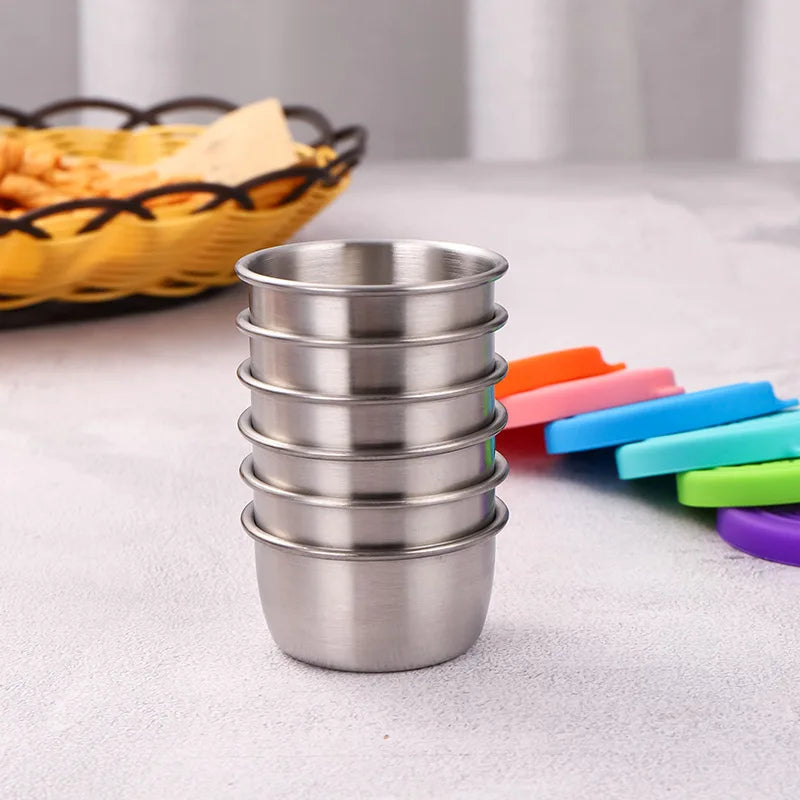 Stainless Steel Dipping Sauce Cups Reusable Condiment Food Containers - 4