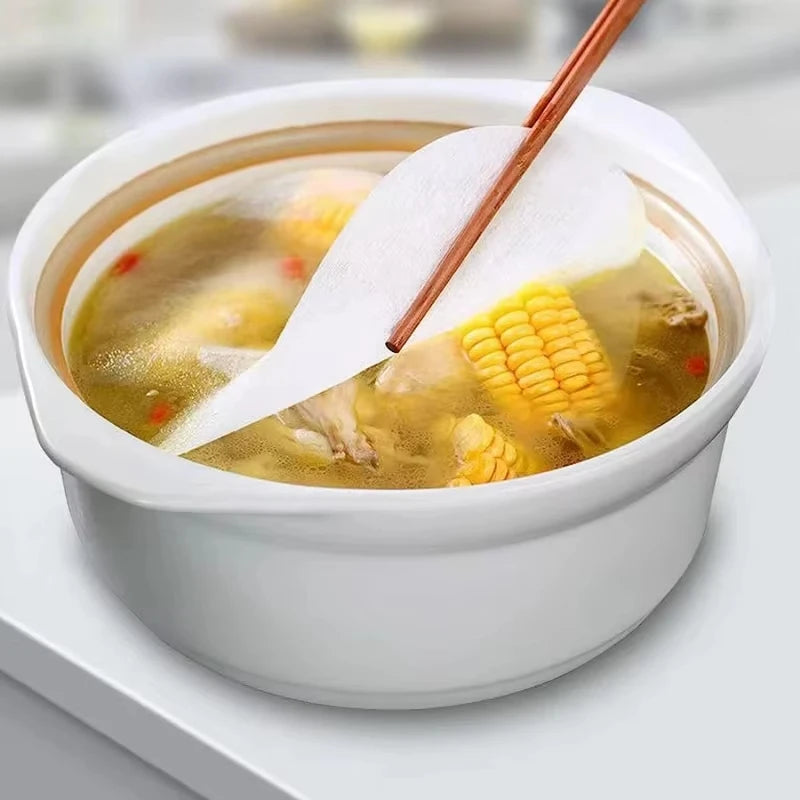 Kitchen Oil Absorbing Paper Food Grade Soup Grease Filter Sheets 30-100Pcs - 11