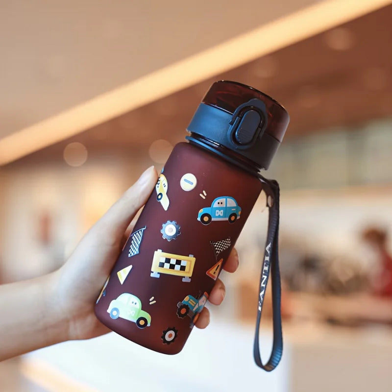 400ml 3D Cute Pattern Water Bottle Portable Sports Flask with Strap - 15