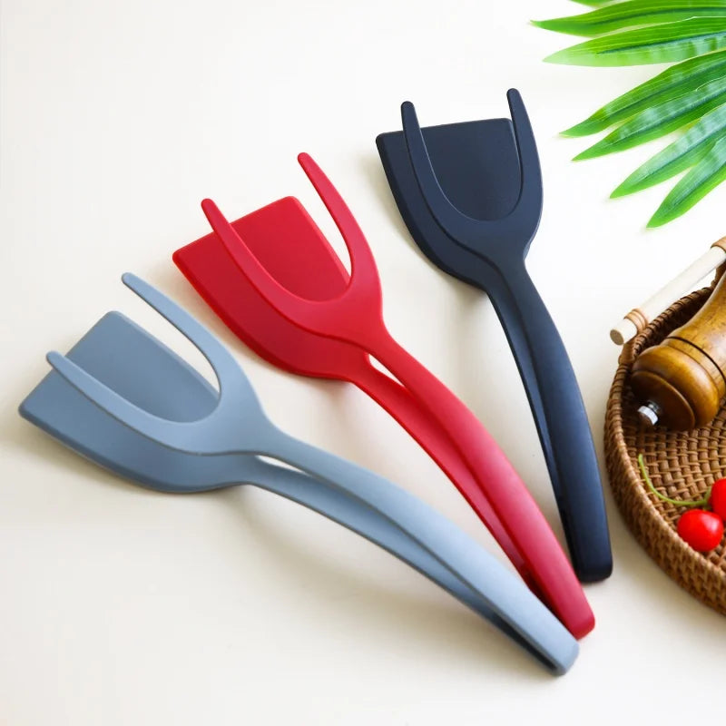 2-in-1 Silicone Kitchen Flipper and Food Tongs for Steak and Eggs - 8