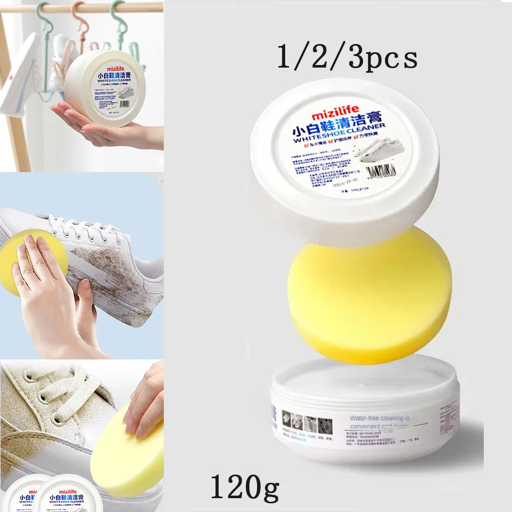 Multifunctional White Shoe Cleaning Cream Stain Remover with Sponge
