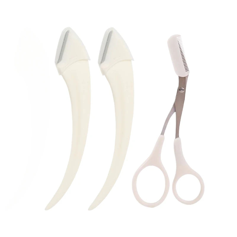 Professional Eyebrow Trimmer Set with Comb Brow Scissors and Shaper - 21