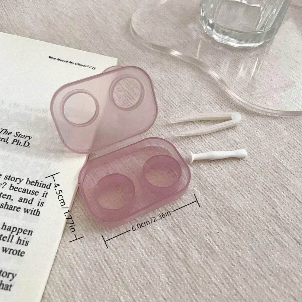 Portable Contact Lens Case Set Travel Storage Box with Tweezer Tool - 6