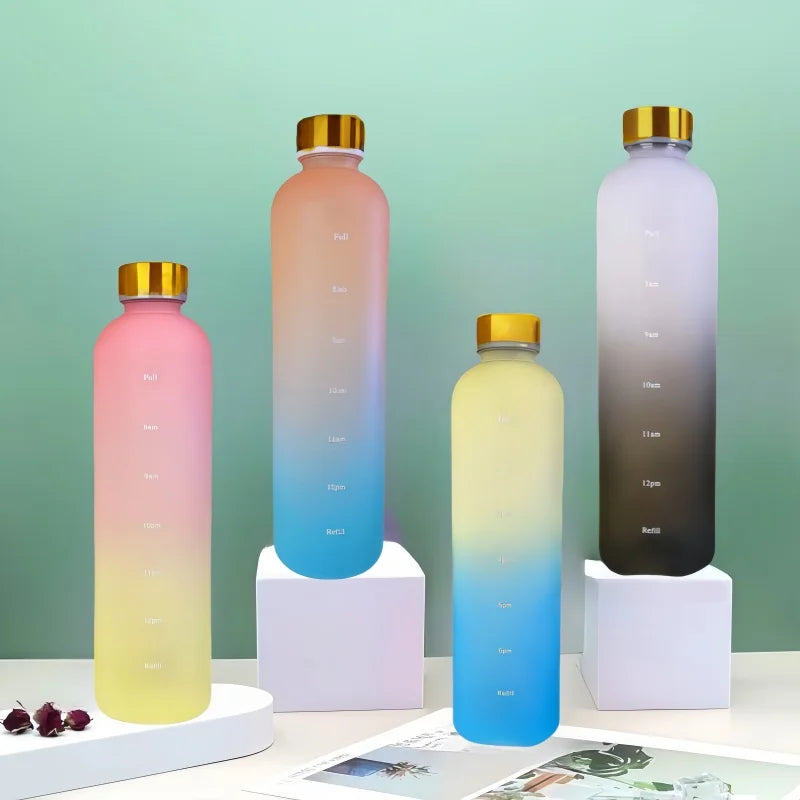 1000ml Motivational Water Bottle with Time Marker Leakproof Sport Flask - 22