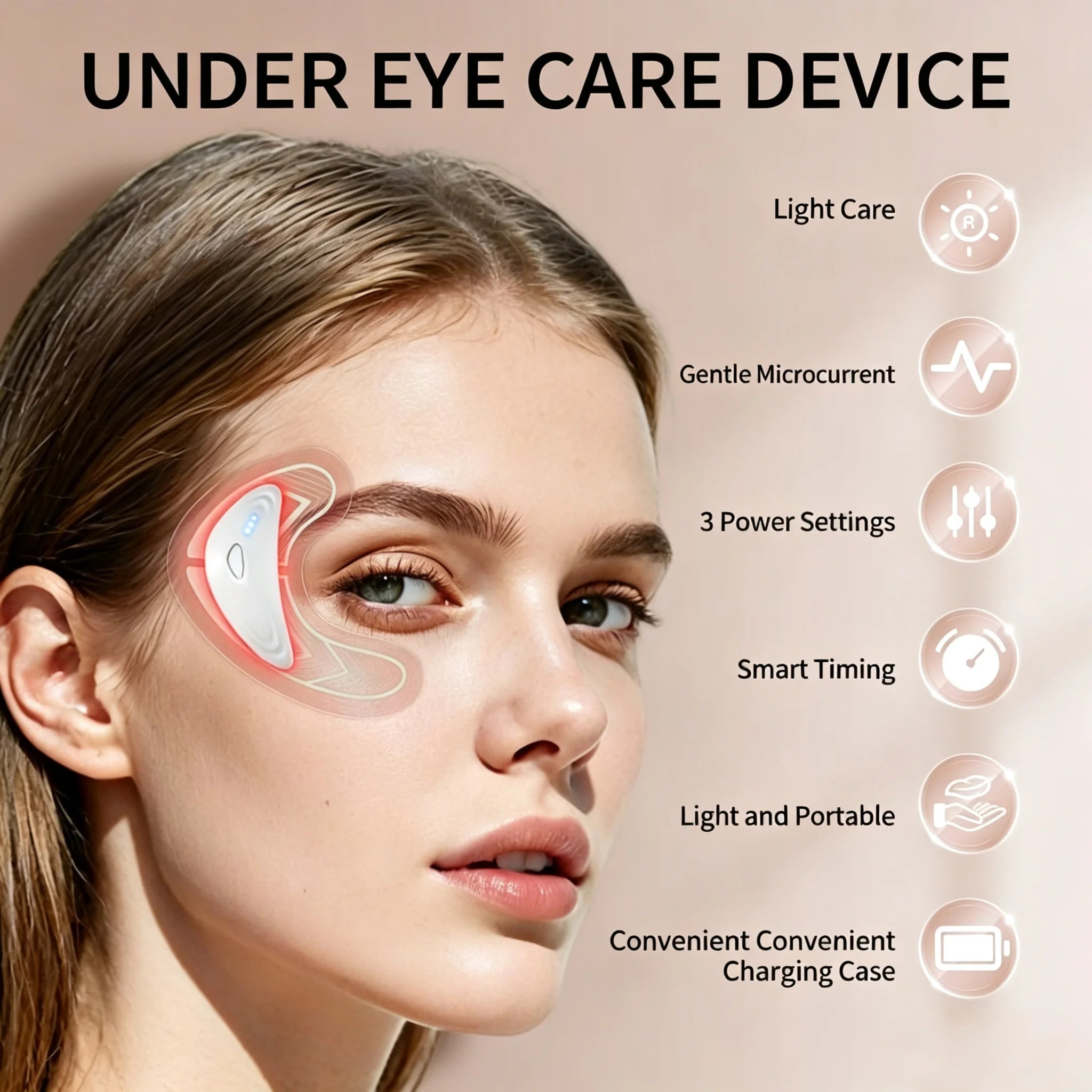 Red Light Microcurrent Under Eye Massager Dark Circles Device - 9