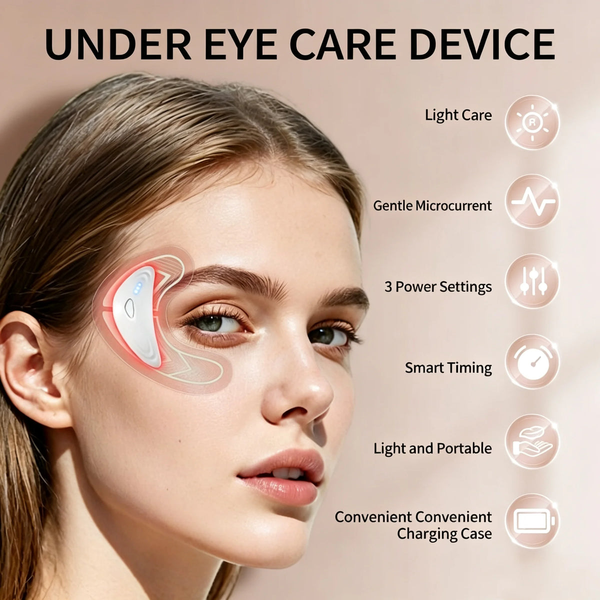 Red Light Microcurrent Under Eye Massager Dark Circles Device