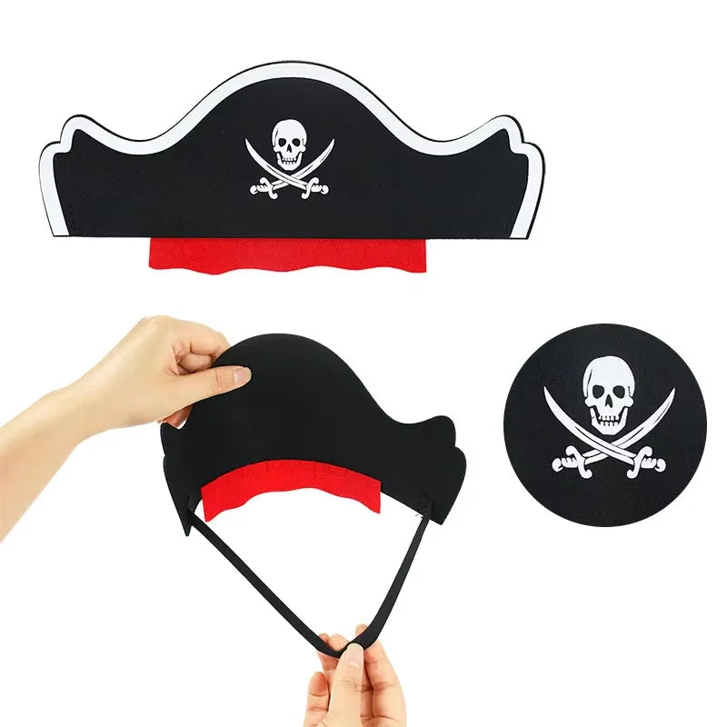 Pirate Party Set Skeleton Eye Patches and Captain Hats for Halloween - 2