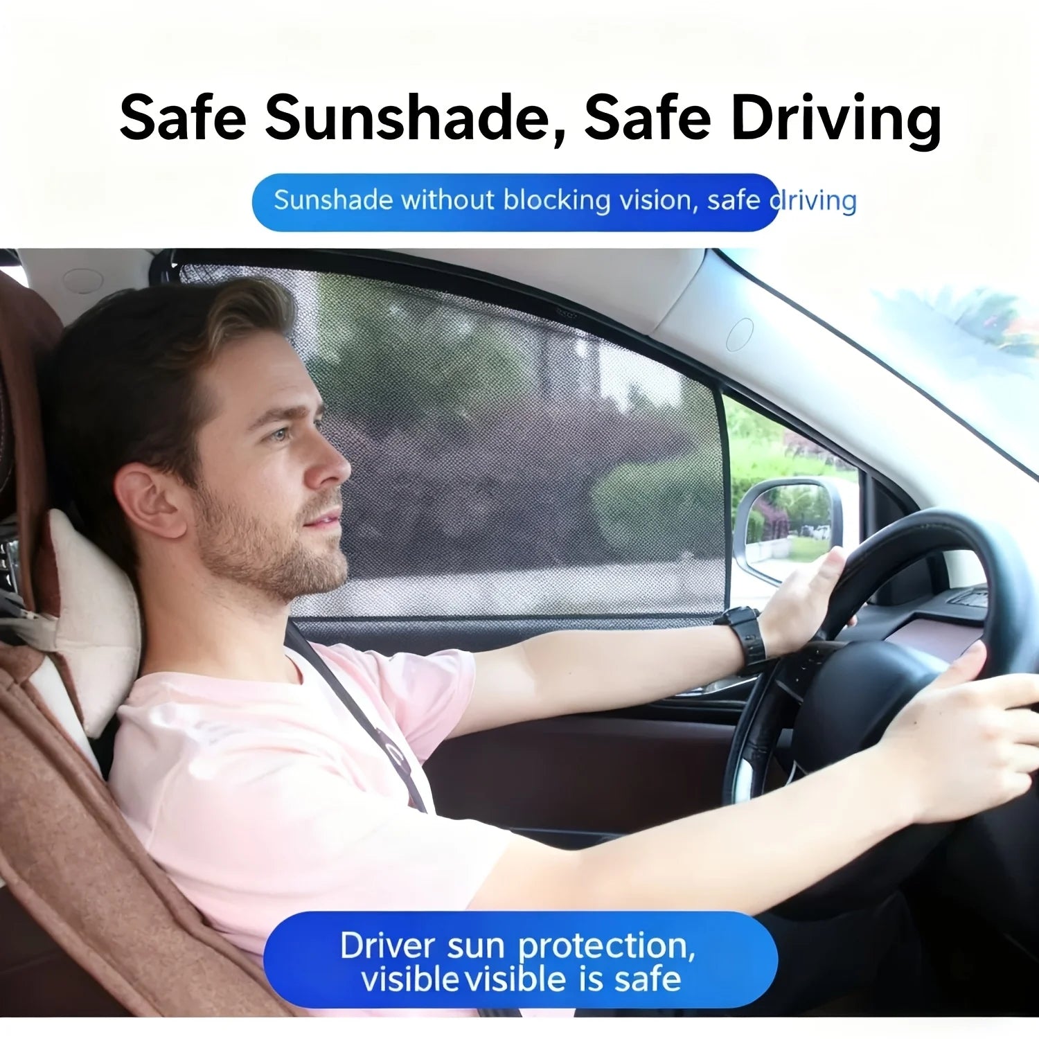 4pcs Universal Car Window Sun Shades Magnetic UV Protection Mesh Curtains