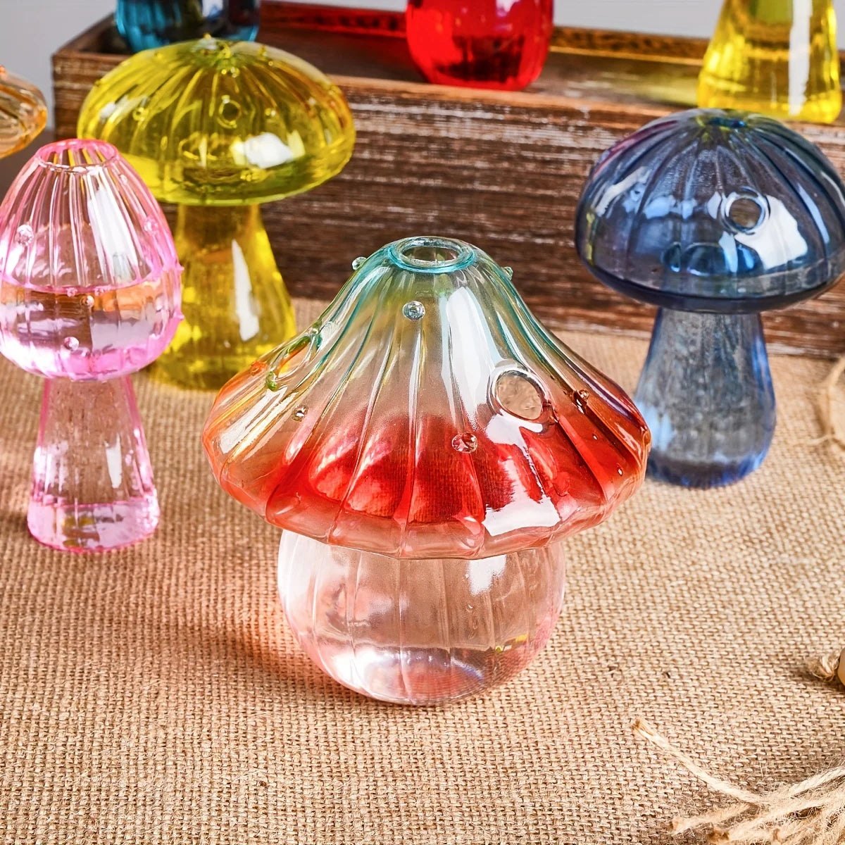 Creative Mushroom Glass Vase Hydroponic Plant Pot Desktop Decor
