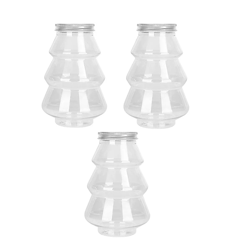 500ml Snowman Christmas Milk Juice Bottles Reusable Plastic Drink Cups