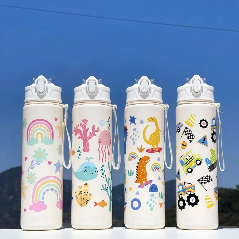 750ml Dinosaur Water Bottle for Kids Leakproof Sippy Cup with Straw - 2