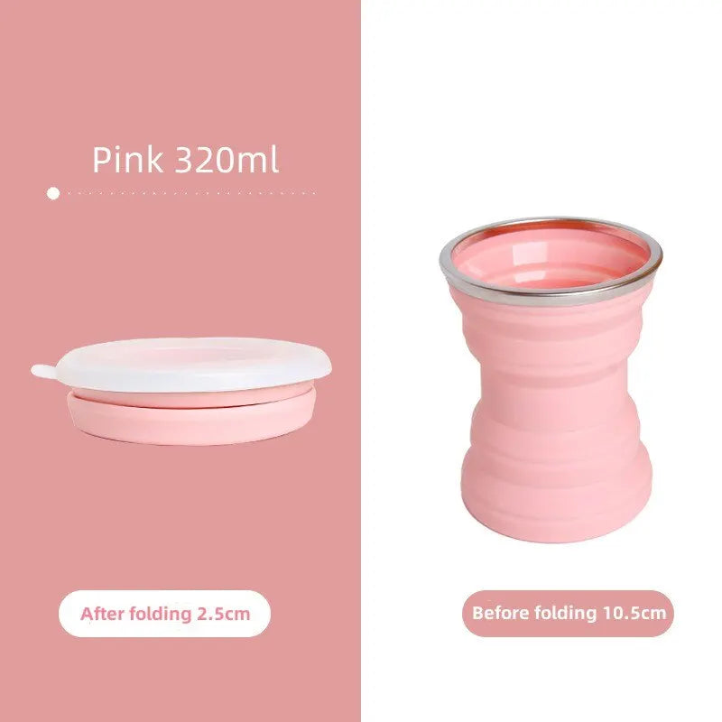 Collapsible Silicone Travel Cup Foldable Coffee Mug with Lid and Lanyard