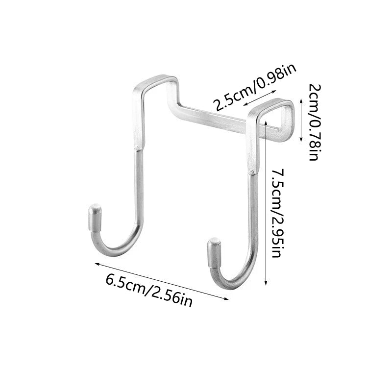 Stainless Steel Over Door Hook Double Hanger for Kitchen and Bathroom - 6
