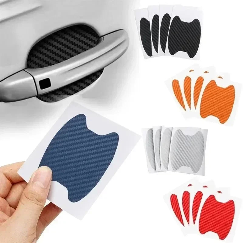 4PCS Car Door Handle Sticker Anti-Scratch Carbon Fiber Protector Film - 1