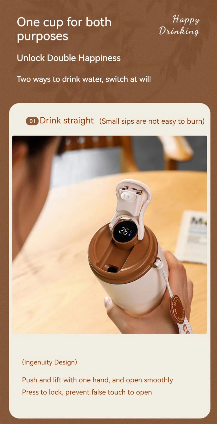 Smart Stainless Steel Coffee Mug with LED Temperature Display Travel Flask - 12
