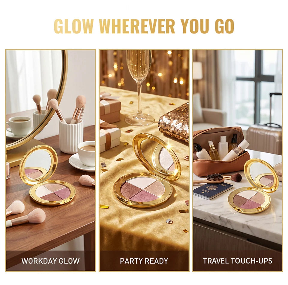 2-in-1 Highlighting Eye & Cheek Palette Shimmer Makeup Powder - 12