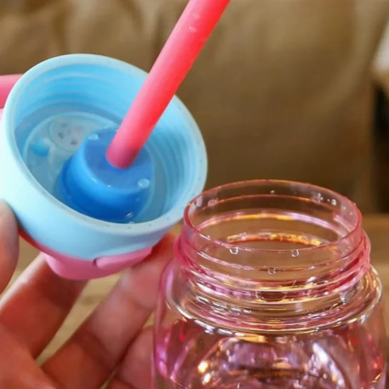 Kids Cartoon Water Bottle 480ml Leakproof Sippy Cup with Straw - 4