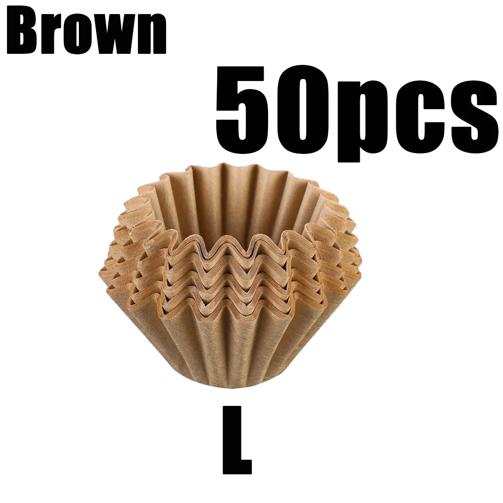 50/100pcs Coffee Filter Paper Bowl Shape Drip Basket for Pour Over Brew