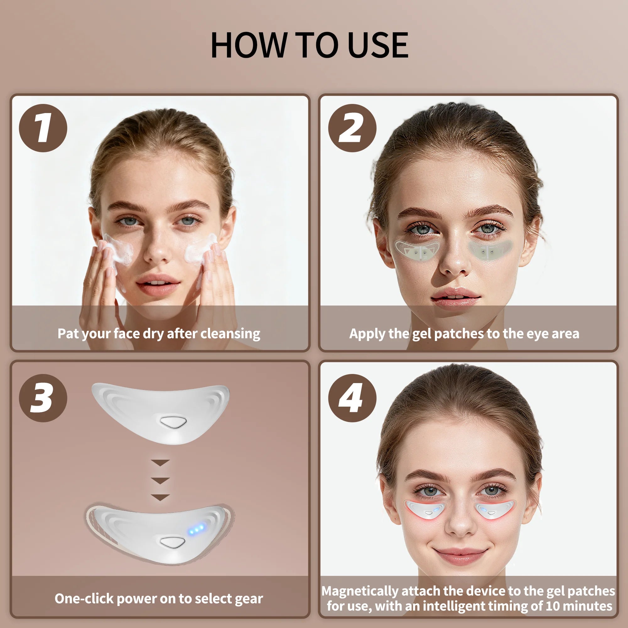 Red Light Microcurrent Under Eye Massager Dark Circles Device - 13