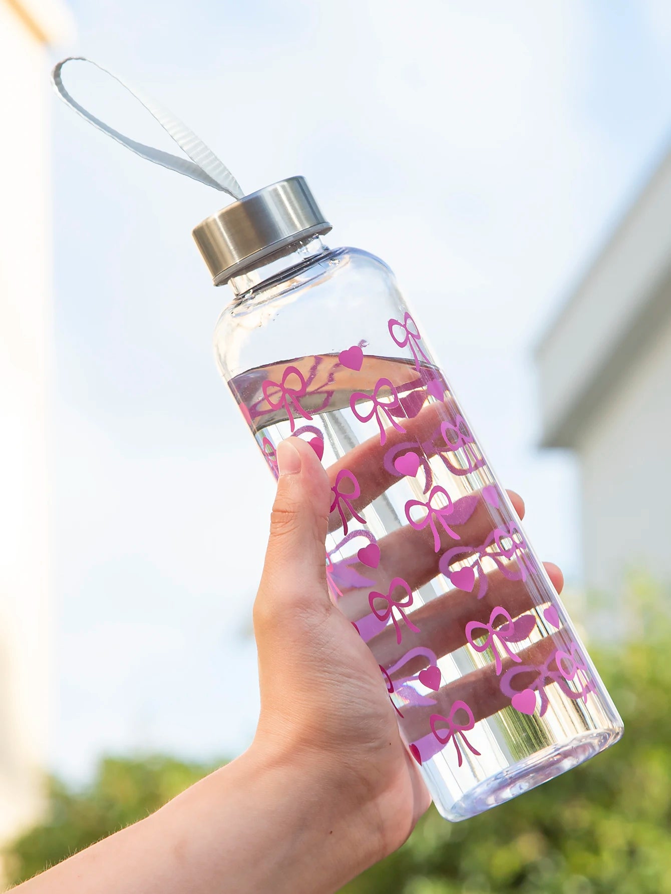 550ml Bowknot Daisy Water Bottle Leakproof Sport Cup for Gym Travel