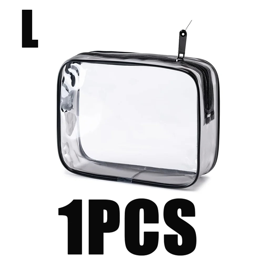 Clear Travel Toiletry Bag Set Waterproof Cosmetic Organizer with Zipper - 19